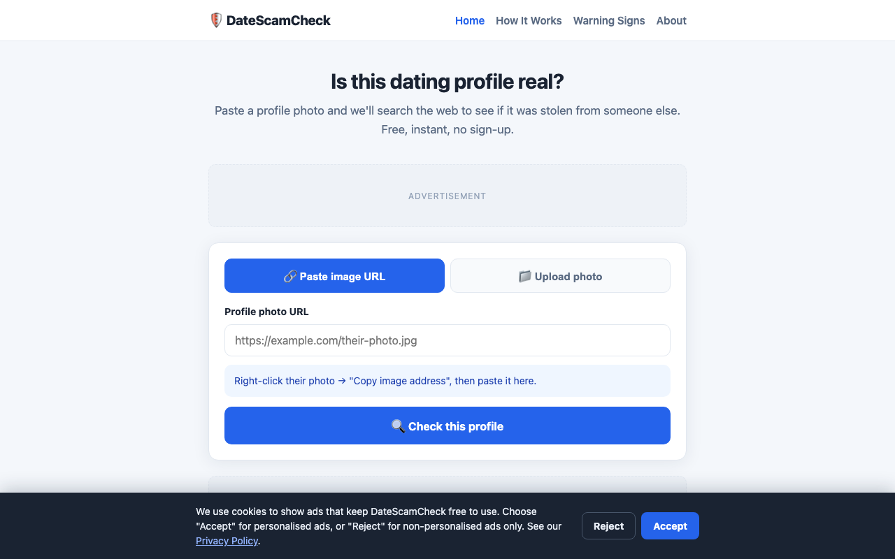 Date Scam Check screenshot